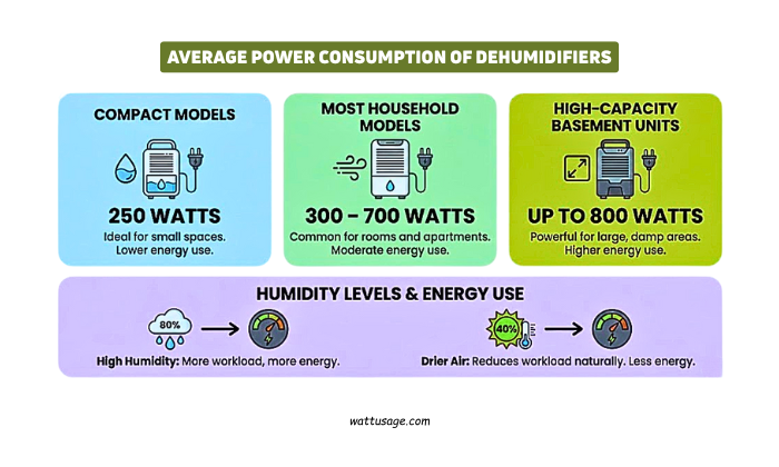 Average Power Consumption of Dehumidifiers