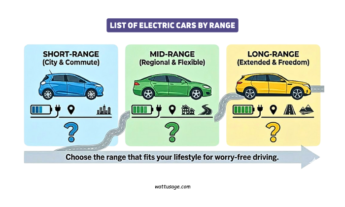 List of Electric Cars by Range