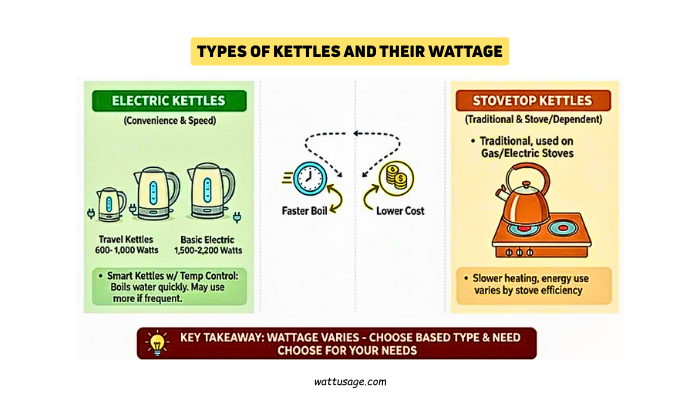 Types of Kettles and Their Wattage
