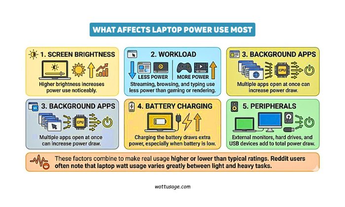 how many watts does a laptop use