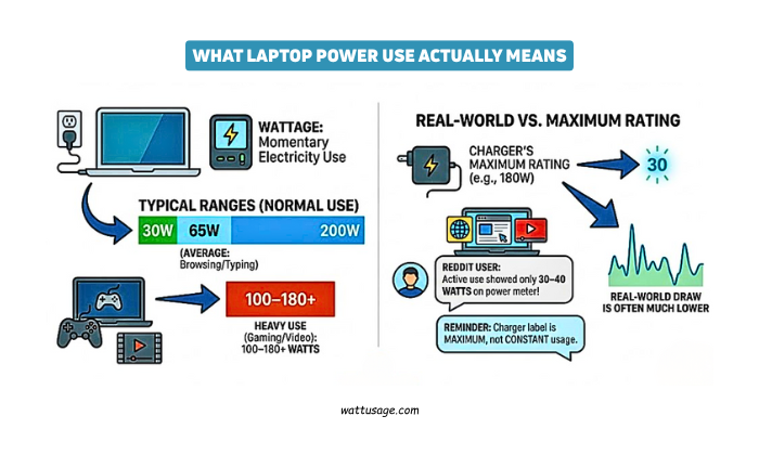 how many watts does a laptop use